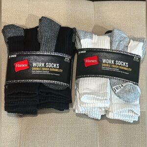 Hanes Double Tough Work Socks Men’s Bundle Size 6-12 12 pairs